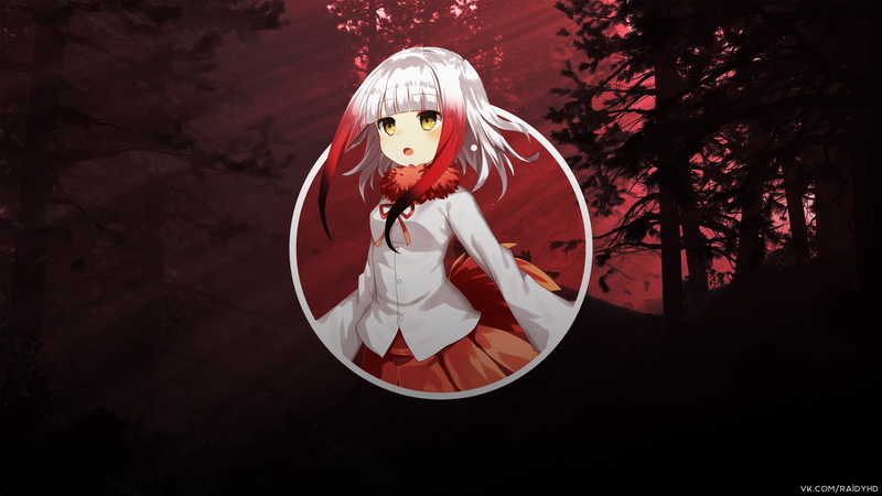 anime girls, 1080P, anime, picture-in-picture, Scarlet Ibis (Kemono Friends), forest, Kemono Friends