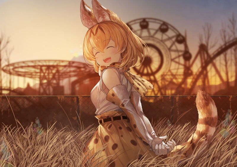 anime girls, comic art, Kemono Friends, anime, 1080P, Serval (Kemono Friends)