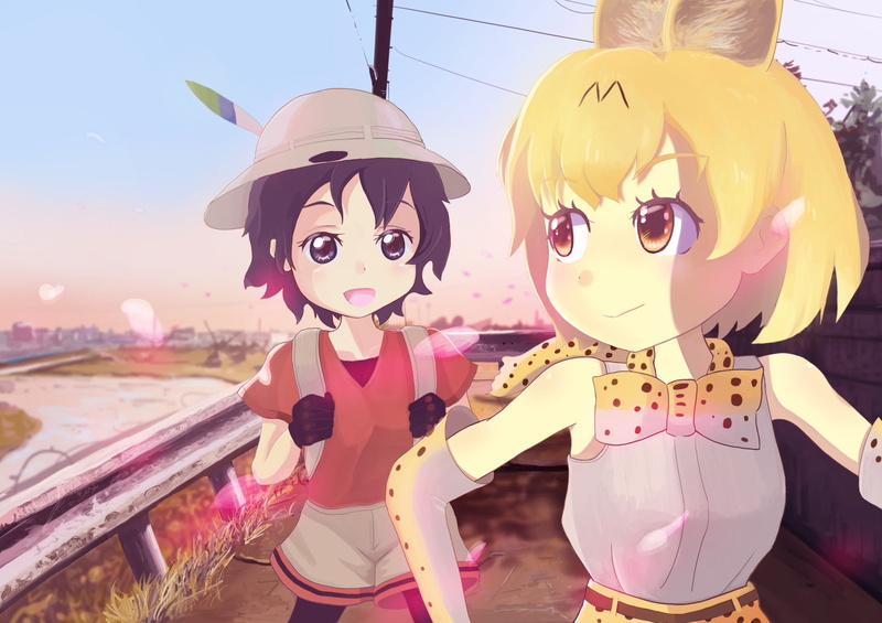 Serval (Kemono Friends), Kemono Friends, Sky, Anime, 1080P, Kaban (Kemono Friends)