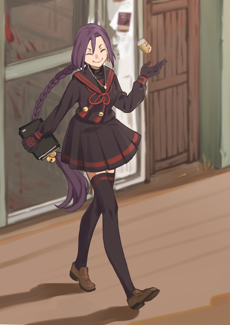 architecture, fashion, shoe, standing, leisure activity, 2K, thigh-highs, hairstyle, holding, women, real people, clothing, Re:CREATORS, one person, built structure