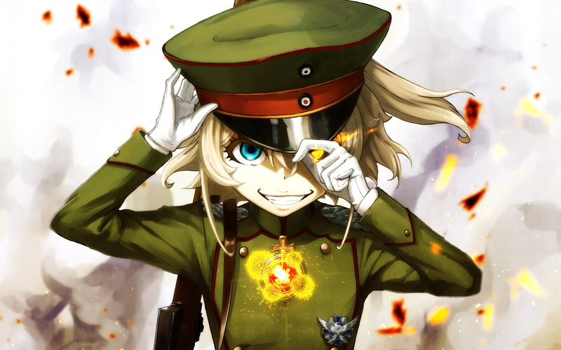 anime girls, focus on foreground, artwork, Tanya Degurechaff, close-up, green color, craft, no people, Youjo Senki, protection, creativity, art and craft