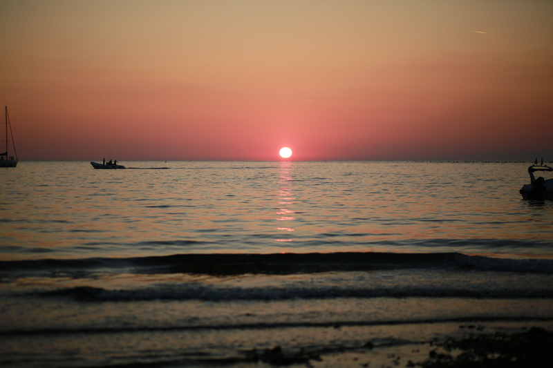 sea, tranquility, horizon over water, water, no people, sunset, transportation, horizon, sky, orange, scenics - nature, lighter sunset, nautical vessel