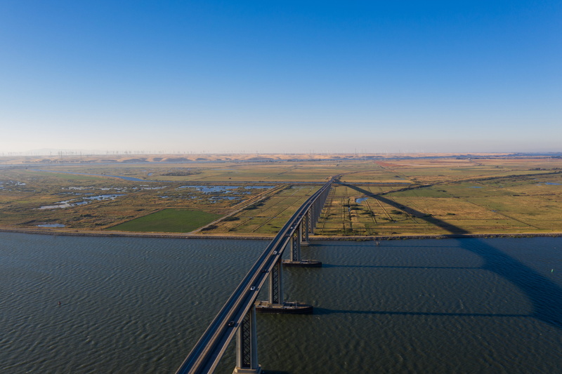 panoramic, high angle view, copy space, oakley, landscape, tranquil scene, united states, water, antioch/oakley regional shoreline, clear sky, no people