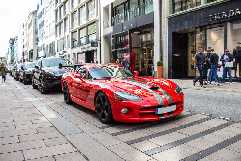 city, prada, supercar, transportation, hamburg, car, built structure, mode of transportation, 5K, red, building exterior, gucci, motor vehicle, outdoors