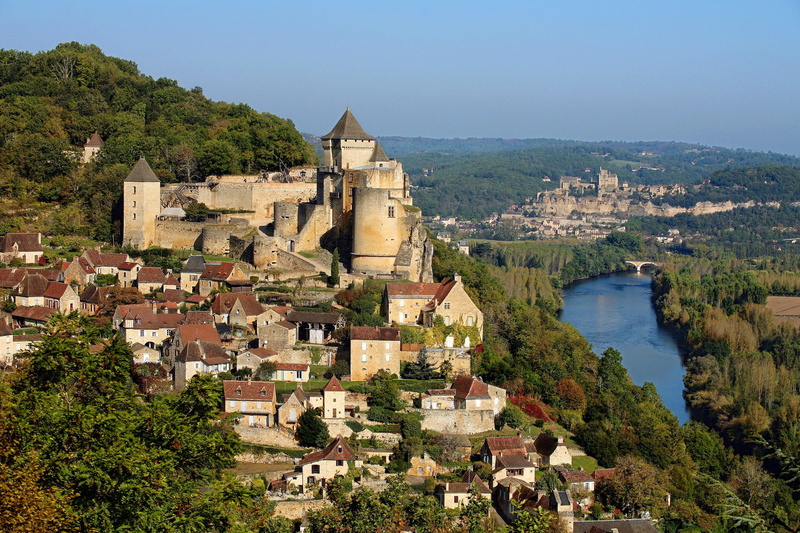tees, chapelle, cities, france, river, castle, castelnaud, 2K, house
