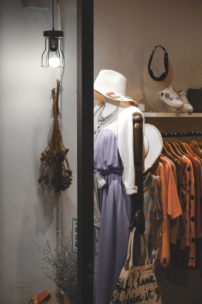 retail, wardrobe, merchandise, assorted, occupation, mannequin, fashion, real people, stock, small business, hangers, store, light, bulb, for sale, dress