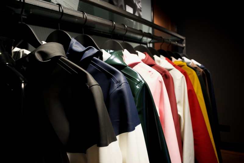 sleeve, focus, multi colored, in a row, different, silk, no people, coats, 5K, photography, fashion, coathanger, rain jackets, stutterheim, long sleeve