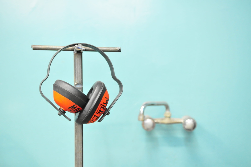 earmuffs, blue background, simplicity, steel, conceptual, background, studio shot, faucet, technology, bathroom, connection, side by side, turquoise colored