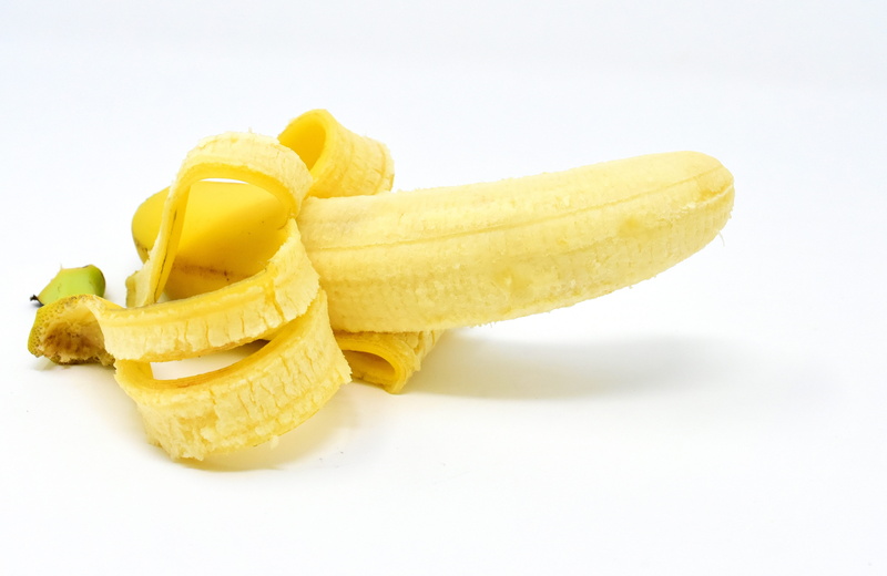 nutrition, white background, meal, close-up, fruits, wellbeing, freshness, dieting, surface, banana, peeled, cut out, sweet, 4K, appetizing, single object