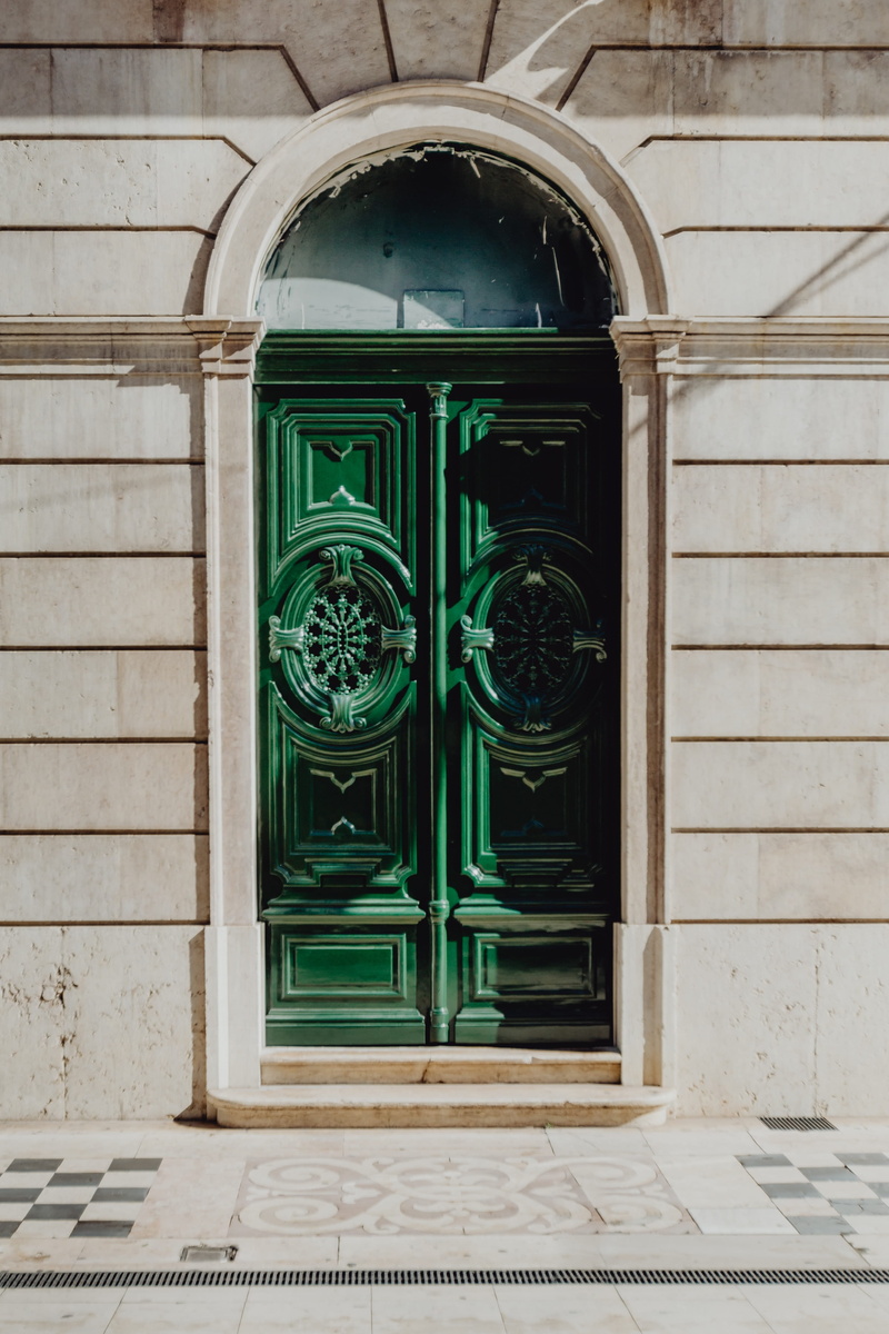 building exterior, window, day, security, door, outdoors, safety, open, city, facade, town, built structure, portuguese, house, wooden, green color, 4K