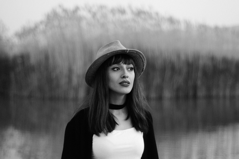 adult, beauty, fashion, water, hairstyle, lake, hat, long hair, clothing, young adult, young women, teenager, looking at camera, shiraz, front view, hair