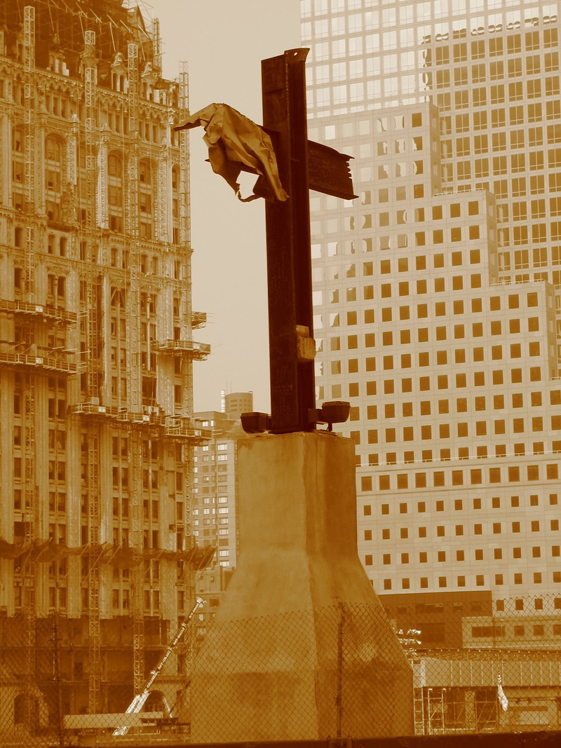 outdoors, spirituality, building exterior, building, the terrorist attacks, photo, sculpture, the twin towers, the world trade center, no people, usa, brown