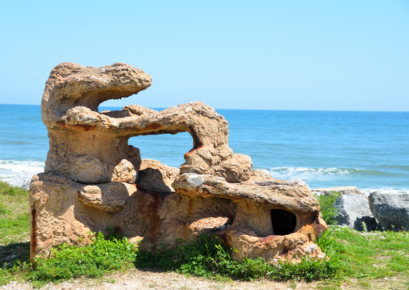 rock, clear sky, old ruin, ocean, environment, coral reef, landscape, aquatic, solid, tranquility, background, natural, exotic, beauty in nature, color