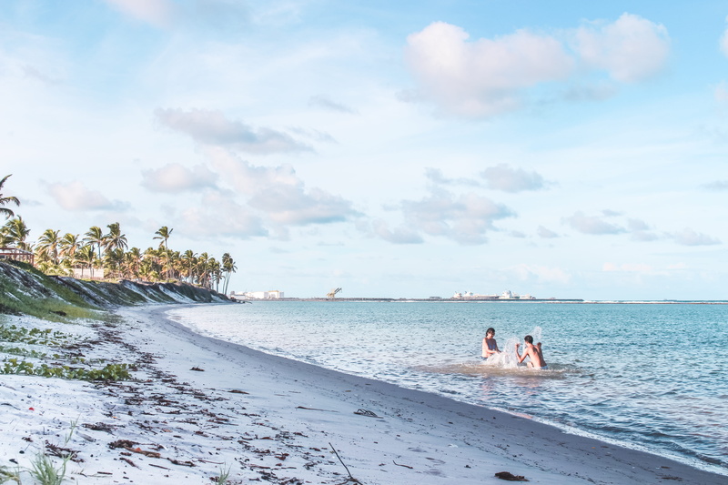 sky, nature, beach, two people, outdoors, leisure activity, adult, cloud - sky, pernambuco, scenics - nature, land, sand, fun, praia, beach muro alto, travel