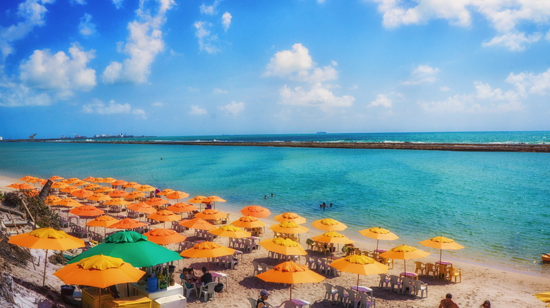 orla, Beach, sol, blue, sand, horizon, Yellow, no People, sky, nature, waves, agua, summer, high wall, horizon over water, pernambuco, trip, cloud - sky