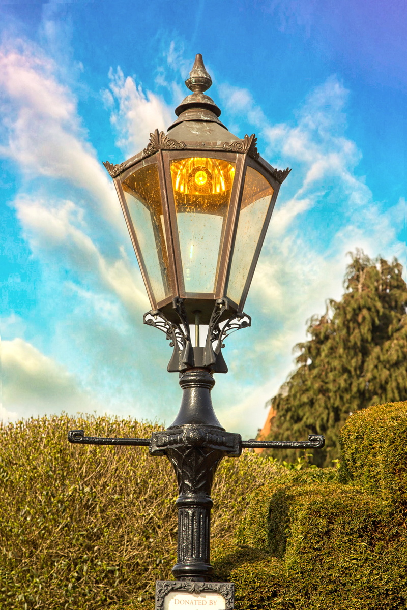 stratford upon avon, nature, blue sky, street lamp, plant, uk, constructed, tree, historic, field, no people, close-up, outdoors, electric lamp, old, architecture