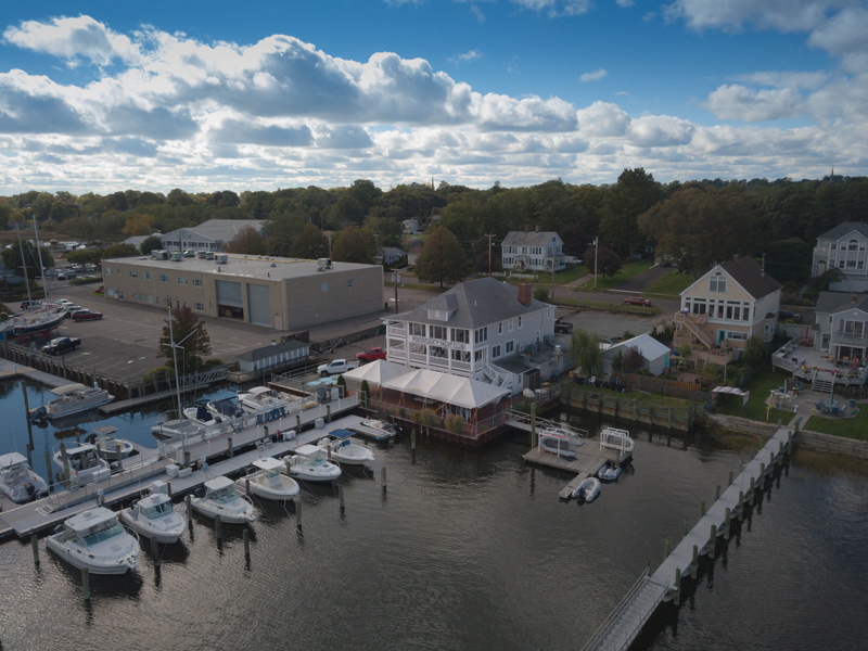 building exterior, architecture, townscape, transportation, sailboat, pootatuck yacht club, residential district, mode of transportation, nature, high angle view