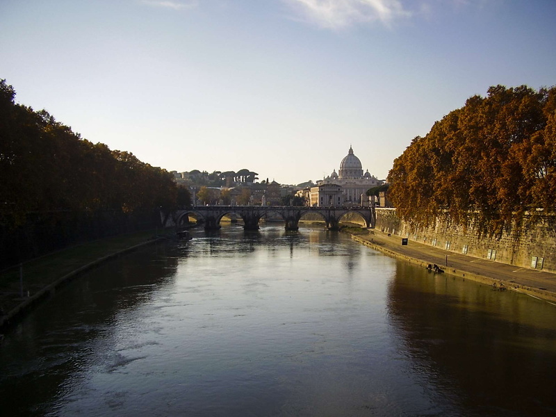 san pietro, bridge, city, no people, nature, sunset, travel destinations, tevere, tourism, clear sky, travel, arch bridge, saint peters square, day, architecture