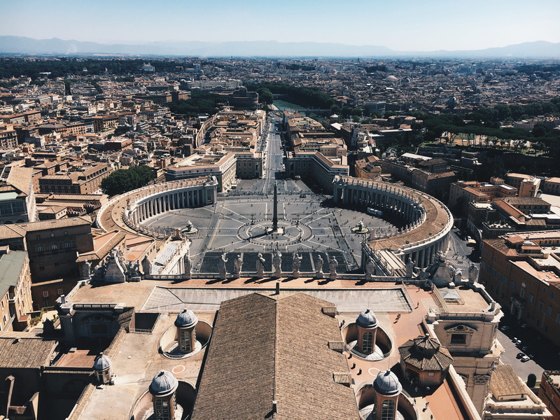 cityscape, person, travel, column, travel destinations, religion, christian, square, 4K, day, aerial, crowd, building exterior, christianity, city life