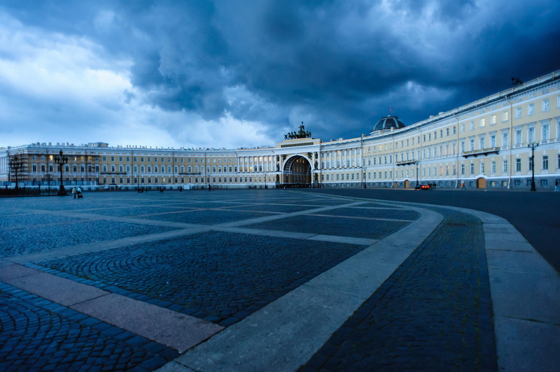 urban Scene, building, no people, cityscape, europe, famous Place, St. Petersburg, national Landmark, overcast, day, Palace square, dusk, capital Cities