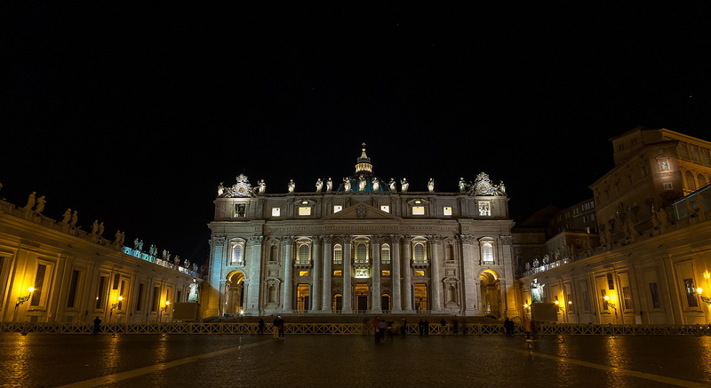 The Vatican, St. Peters Cathedral, 1080P, night, lights, St. Peters square