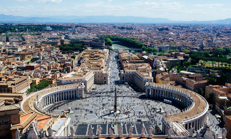 building exterior, crowd, crowded, history, ancient civilization, pilgrimage, overlooking, peters square, st, architecture, cityscape, the past, arch, peters church