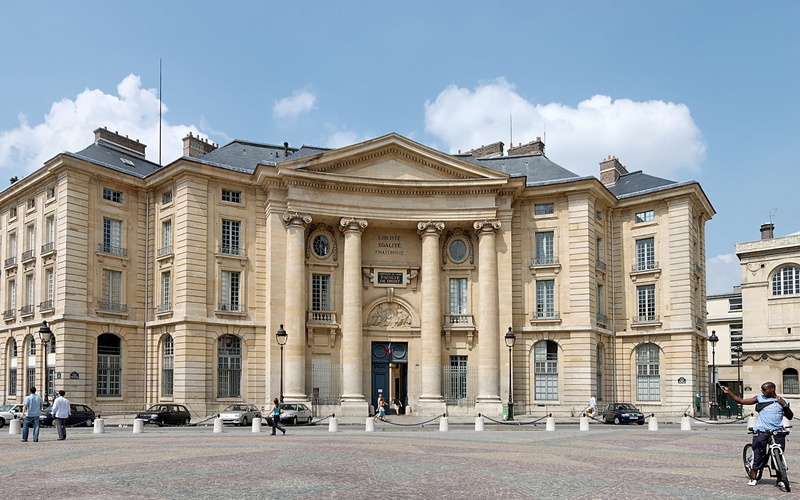 travel destinations, clouds, city, paris, college, campus, sorbonne, university, 1080P, bike, incidental people, outdoors, famous Place, built structure