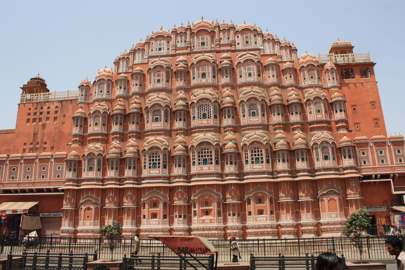 arch, building exterior, black, sky, high, history, built structure, low angle view, day, Architecture, fence, India, Rajasthan, hawa mahal, city, clear sky