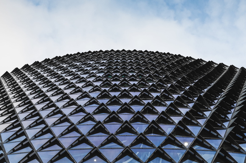 outdoors, cloud - sky, architecture and art, tall - high, architecture, skyscraper, city, adelaide, modern, building exterior, repetition, sahmri (south australian health and medical research institute)