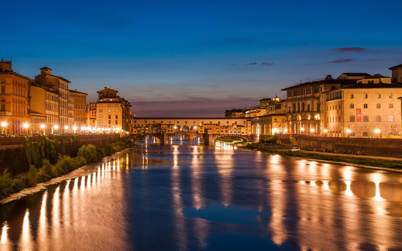 Beautiful, Lights, Houses, Italy, Night, 2K, River, Venice