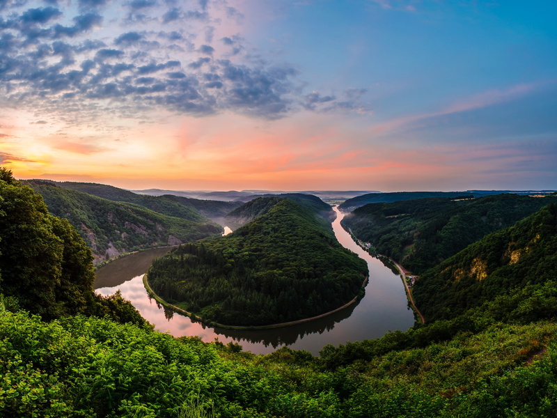 Sunset, Natural, 1080P, Park, Resort, Meander, Germany, River
