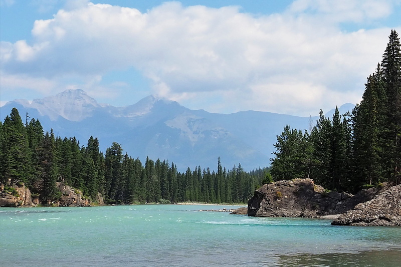 rocks, rockies, scenic view, meandering river, turquoise colored, blue mountains, scenics - nature, non-urban scene, nature, beauty in nature, remote, plant