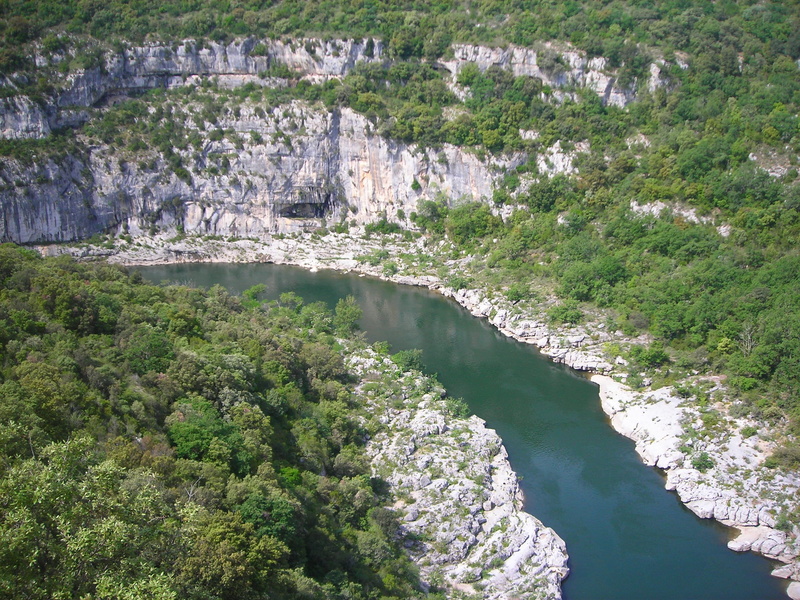 water, outdoors, ardeche, growth, rock - object, tree, loop, high angle view, tranquil scene, scenics - nature, aerial view, canyon, george, plant, meander