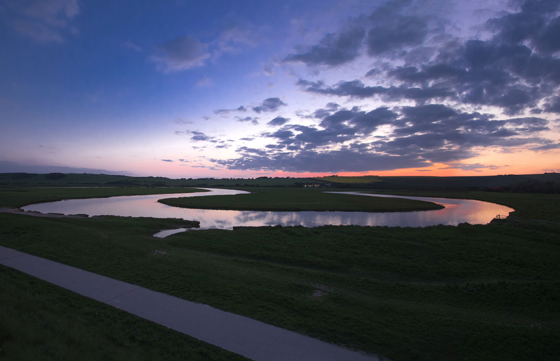 lake, sunset, scenics - nature, beauty in nature, meander, airplane, field, outdoors, environment, landscape, england, tranquility, no people, cloud - sky