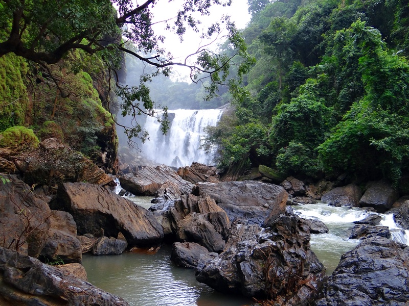 waterfall, trees, water fall, rock - object, mountain, kali river, tranquility, plant, lanscape, scenics, outdoors, stream, flowing water, 2K, photography