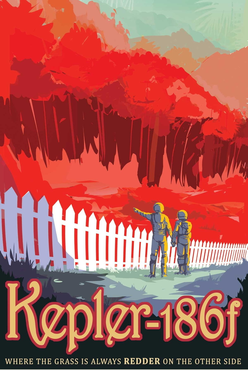 science fiction, Travel posters, material style, NASA, 720P, space, JPL (Jet Propulsion Laboratory), planet, Kepler-186f
