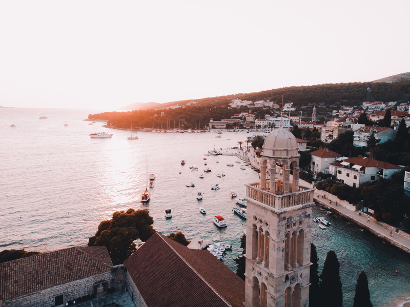 sea, outdoors, traditional design, photography, travel destinations, tourism, hour, building, residential district, houses, high angle view, near, townscape