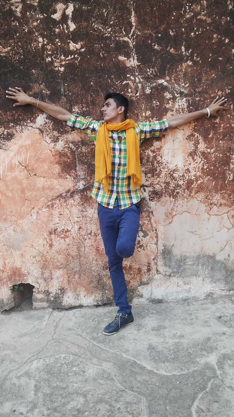 famous, leisure activity, outdoors, tejpal, rajsthani boys, human arm, childhood, lifestyles, stone wall, raja, standing, brick, day, girls, wall - building feature