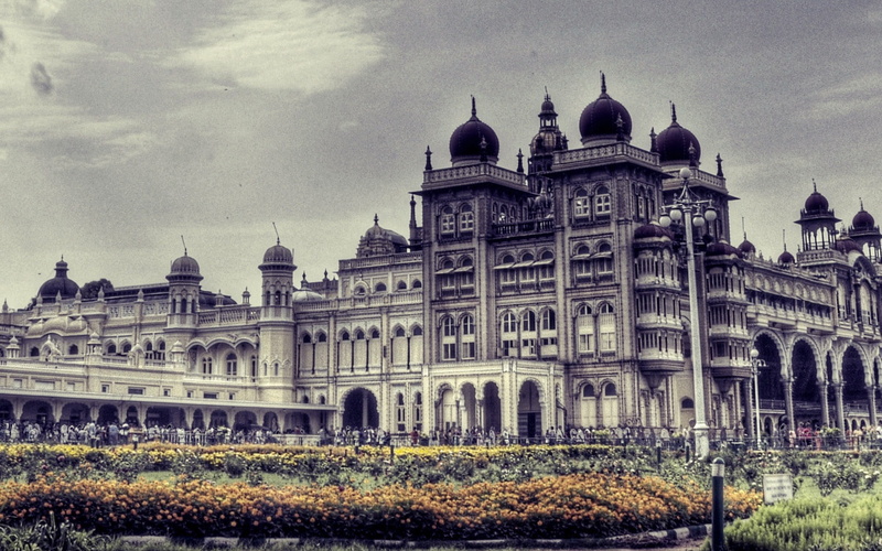 mysore, built structure, religion, cloud - sky, dome, arch, outdoors, belief, spire, tourism, sky, building, india, photo, the past, nature