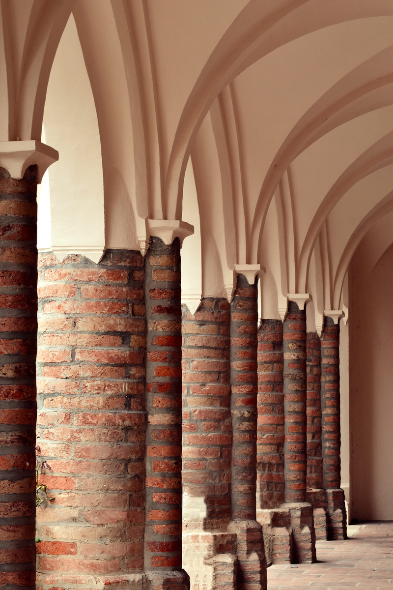 ceiling, abbey, religion, round arch, in a row, bookshelf, stack, rest, stone, old town, pattern, brick pillars, spirituality, bavaria, historically, arch