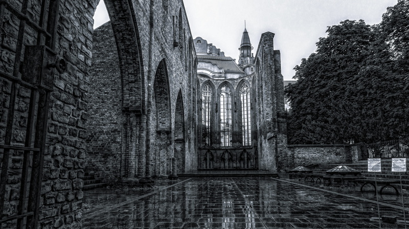day, substantiate, sky, spirituality, building exterior, history, mirroring, no people, building, old ruin, black and white, stone, sw, architecture, religion