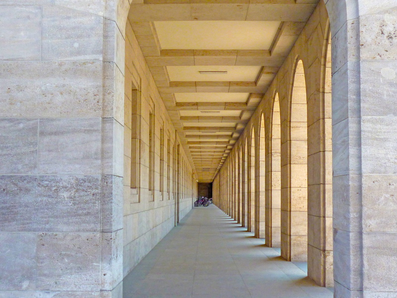 round arch, history, in a row, indoors, built structure, historically, the past, corridor, archway, 4K, incidental people, stone wall, weimar, vanishing point