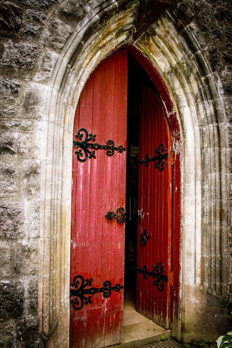 open door, outdoors, church, door, house, open church door, old door, opened, built structure, wooden door, building exterior, religion, weathered, red
