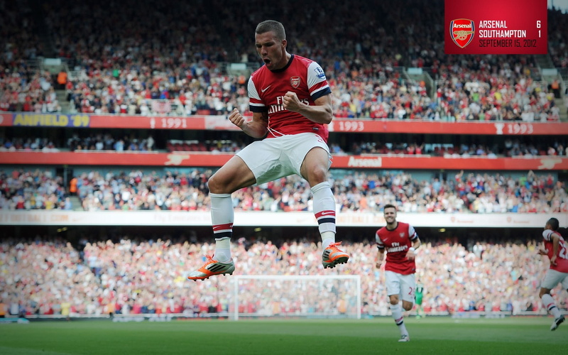 Arsenal, stadium, background, The Gunners, Football Club, 1080P, Lukas Podolski, player, male