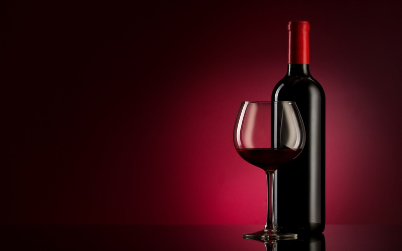 wine, glass, alcohol, drinking glass, drink, celebration, food, food and drink, dark, red background, red, bottle, drinking, red wine, wine bottle, luxury