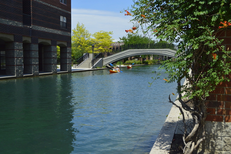 building exterior, city, nautical vessel, historic, plant, blue, nature, bridge, indianapolis, clean, sky, waterway, indiana central canal, manmade, tourism