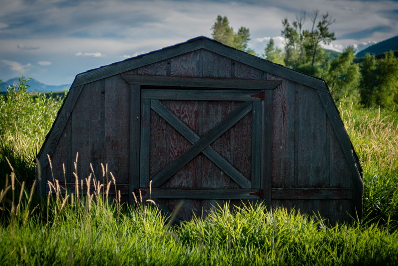 landscape, cloud - sky, tranquility, old, nature shack, 4K, nature, field, wood - material, built structure, forest, green color, tree, land, sunken, no people