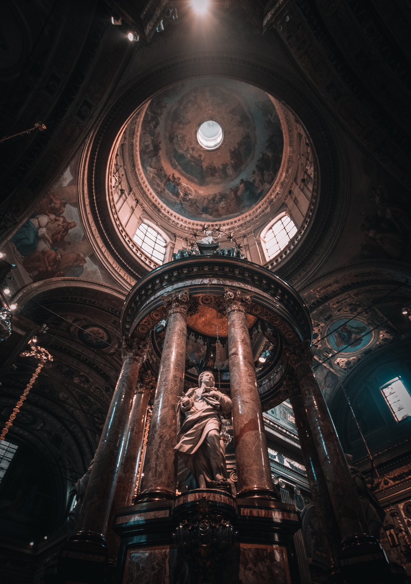 catholic, human representation, church, sculpture, arch, religion, spirituality, majestic, altar, italy, art and craft, mural, tourism, ceiling, indoors