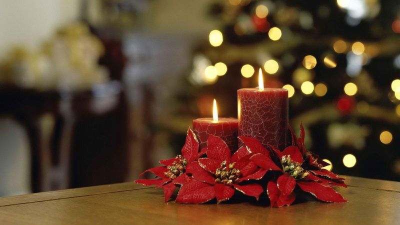 pillar, merry christmas, holidays, christmas, accent, candle, next, 1920x1080, 1080P, candles, poinsettias, flowers, red