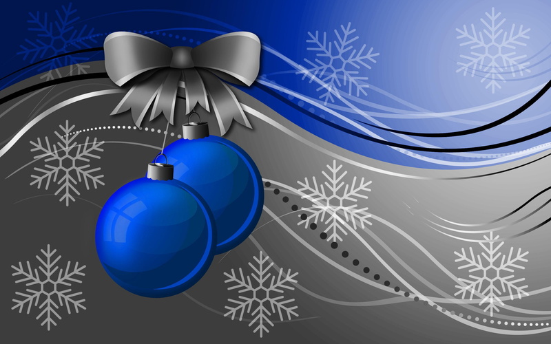 bauble, ornament, blue, ball, christmas, snowflakes, bow, 2880x1800, 2K, ornaments, accent, holidays